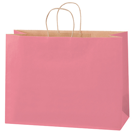 16 x 6 x 12" Pink Tinted Shopping Bags