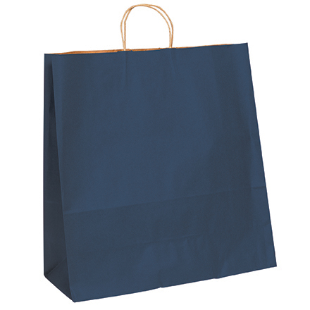 18 x 7 x 18 <span class='fraction'>3/4</span>" Navy Tinted Shopping Bags